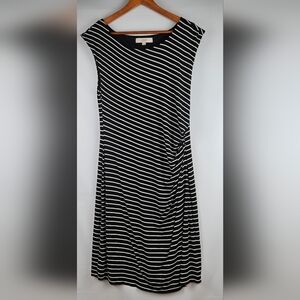 LOFT Womens Large Sleeveless Black and White Striped Dress